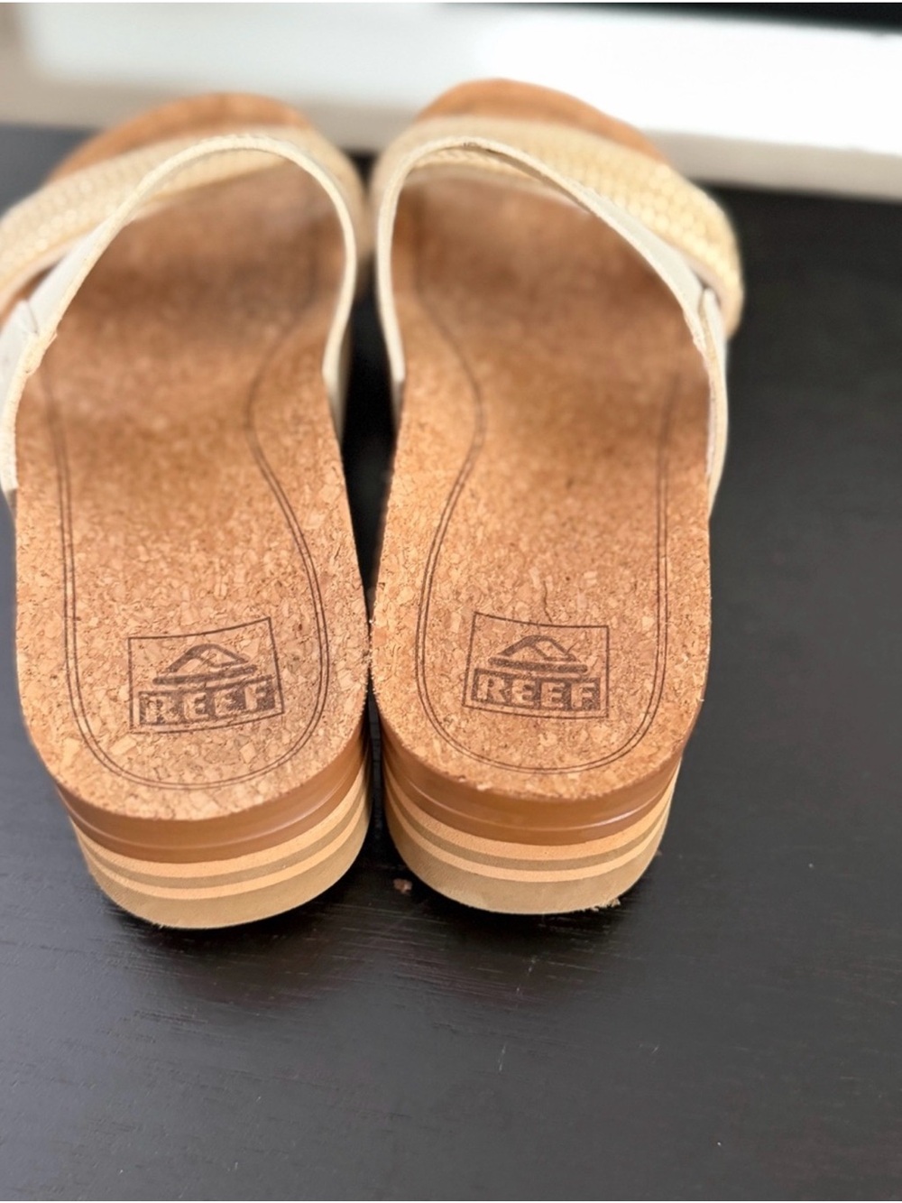 Reef Beige Woven Two-Strap Platform Slide Sandals - Picture 5 of 7